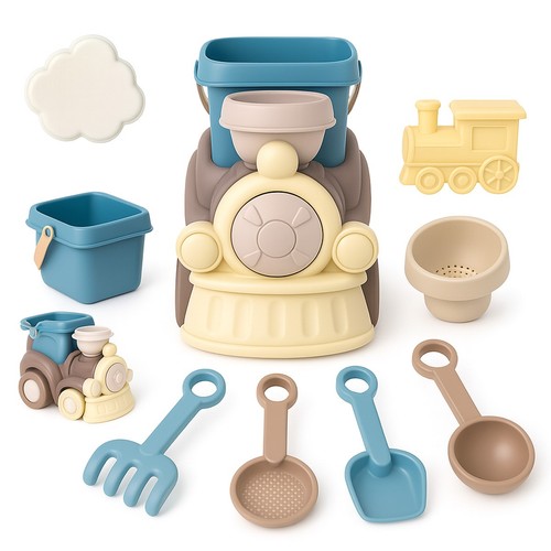 Kids train beach bucket and - beach,